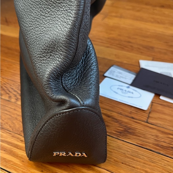 Prada Sacca Nero Bag - Large Black Leather Hobo Bag WITH AUTHENTICITY CARD - Picture 3 of 13